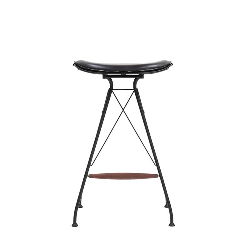 Tabouret haut WIRE BARSTOOL LOW Noir/ Cuir Elegance noir OVERGAARD & DYRMAN