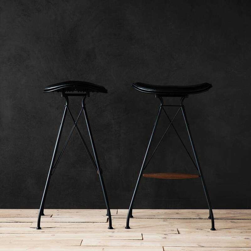 Tabouret haut WIRE BARSTOOL LOW Noir/ Cuir Elegance noir OVERGAARD & DYRMAN