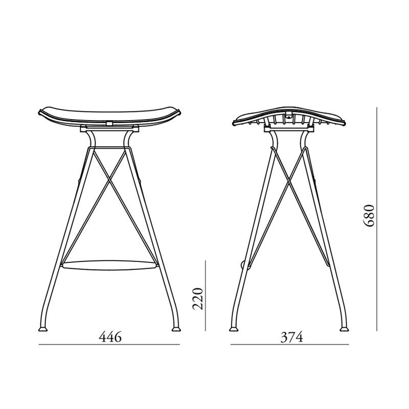 Tabouret haut WIRE BARSTOOL LOW Chrome/ Cuir Elegance Whiskey OVERGAARD & DYRMAN
