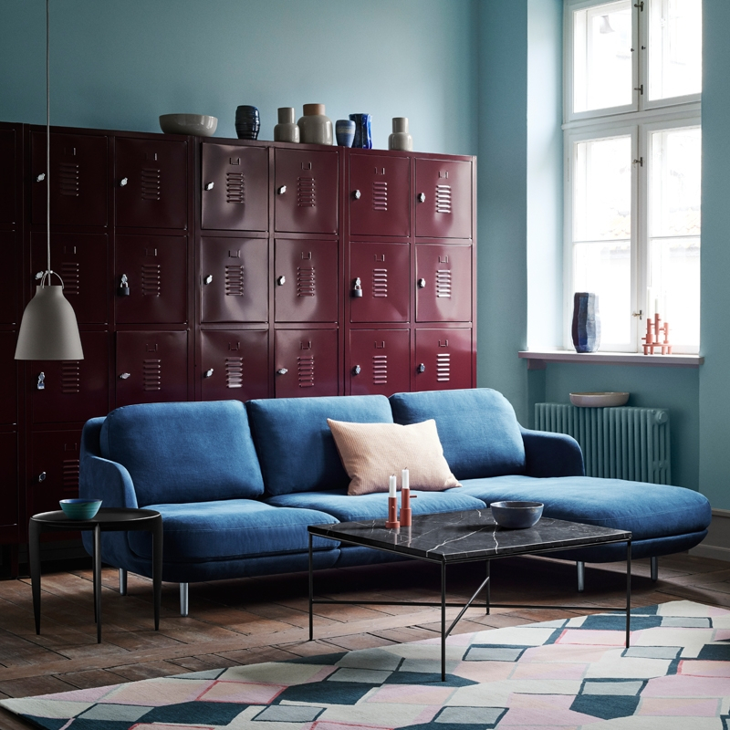 Canapé LUNE 3 places avec chaise longue Indigo FRITZ HANSEN