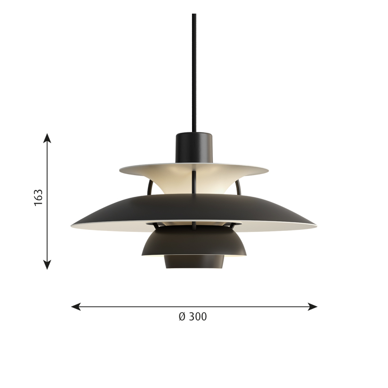 Suspension PH 5 MINI Monochrome noir LOUIS POULSEN