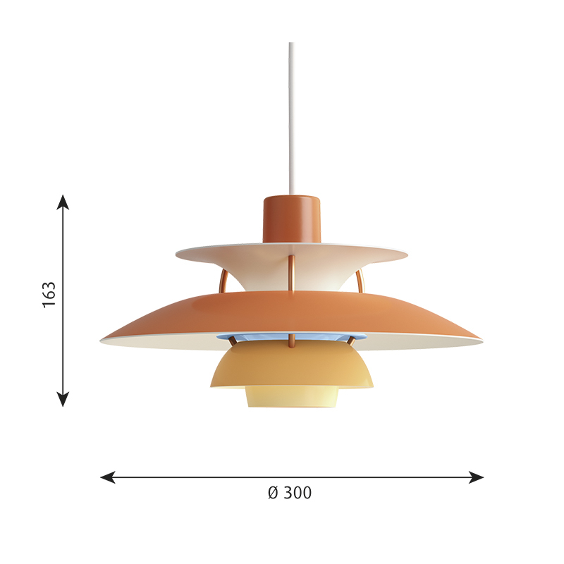 Suspension PH 5 MINI Nuances de orange  LOUIS POULSEN