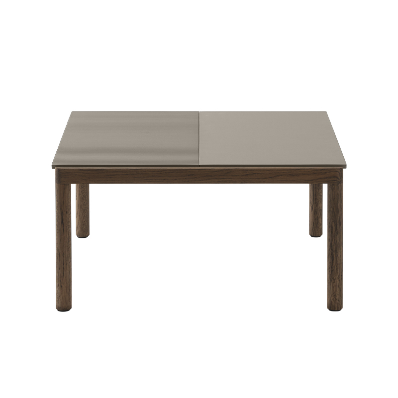 Table basse COUPLE 80x84 Taupe / Chêne huilé foncé MUUTO