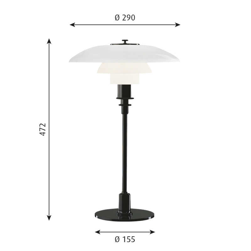 Lampe à poser PH 3/2 TABLE Noir métallisé LOUIS POULSEN