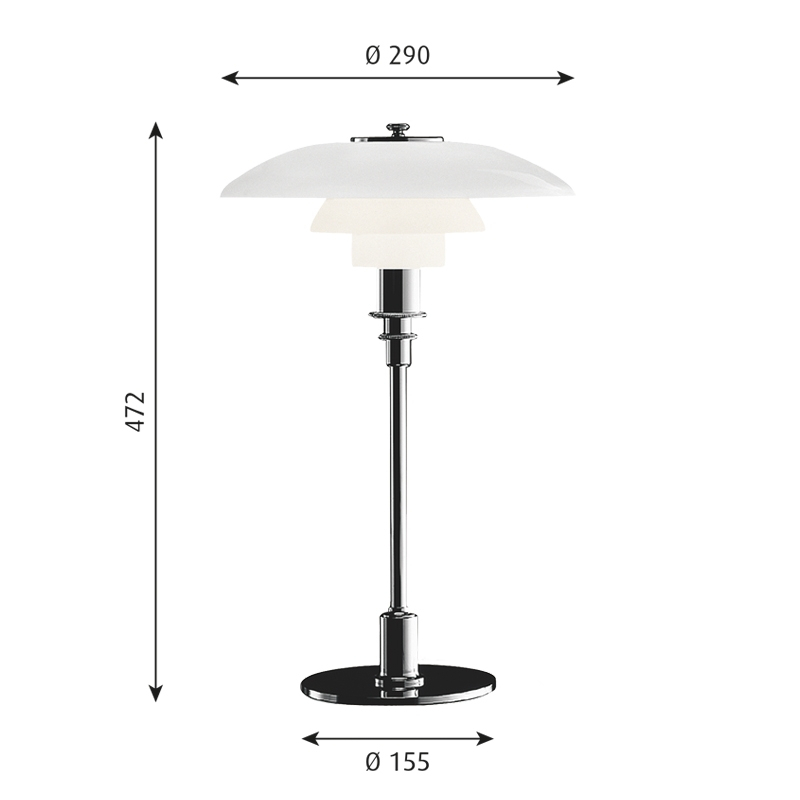 Lampe à poser PH 3/2 TABLE  Chromé haute brillance LOUIS POULSEN
