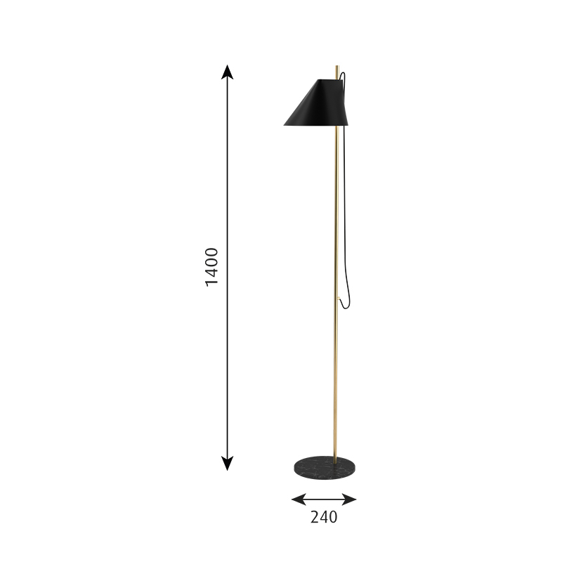Lampadaire YUH FLOOR Laiton/ noir LOUIS POULSEN