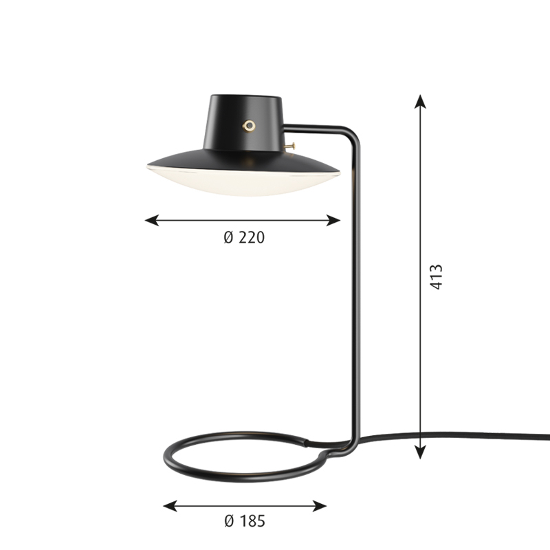 Lampe à poser AJ OXFORD H 41 Métal noir/ verre opalin LOUIS POULSEN