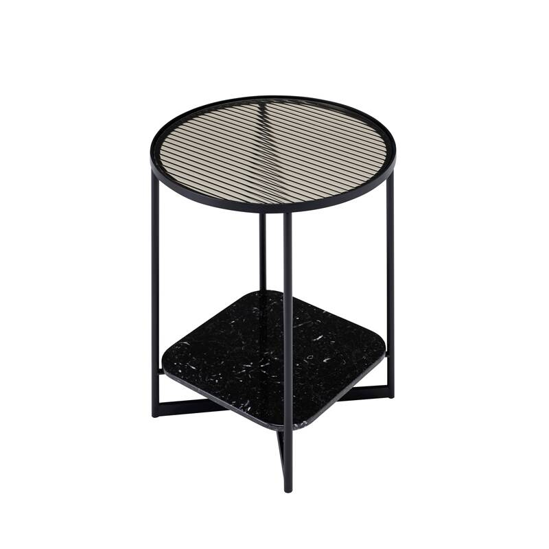 Table d'appoint guéridon MOHANA S Noir/ marbre noir