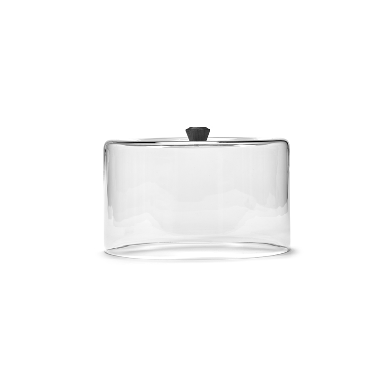 Plateau, plat Cloche en verre DUNE Frêne teinté noir SERAX