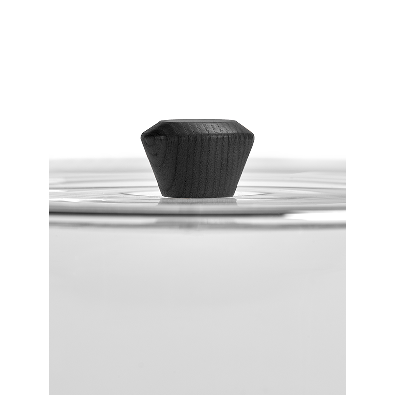 Plateau, plat Cloche en verre DUNE Frêne teinté noir SERAX