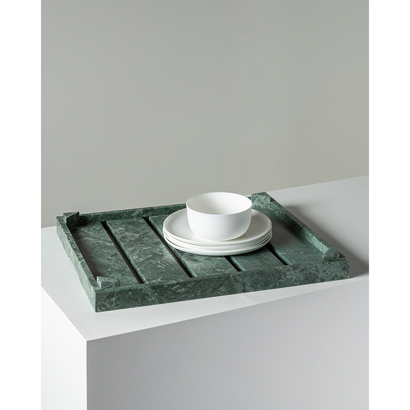 Plateau, plat TRAY S Marbre vert foncé SERAX