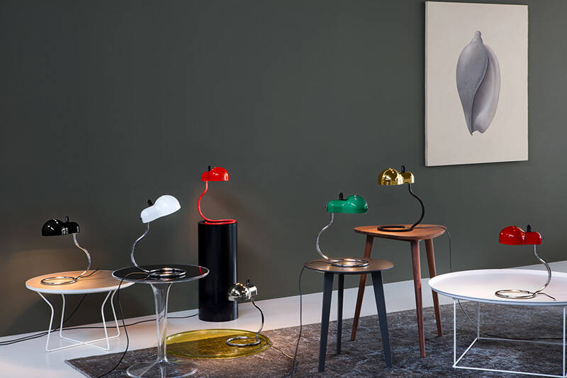 Lampe à poser MINITOPO Rouge/ chrome STILNOVO