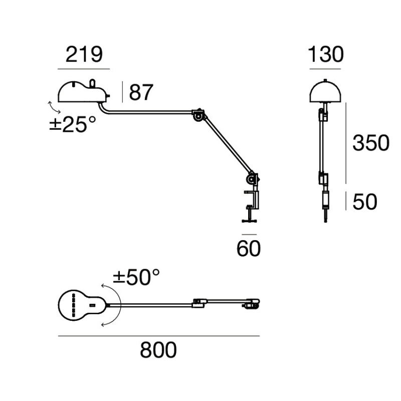 Lampe de bureau TOPO à pince Noir STILNOVO