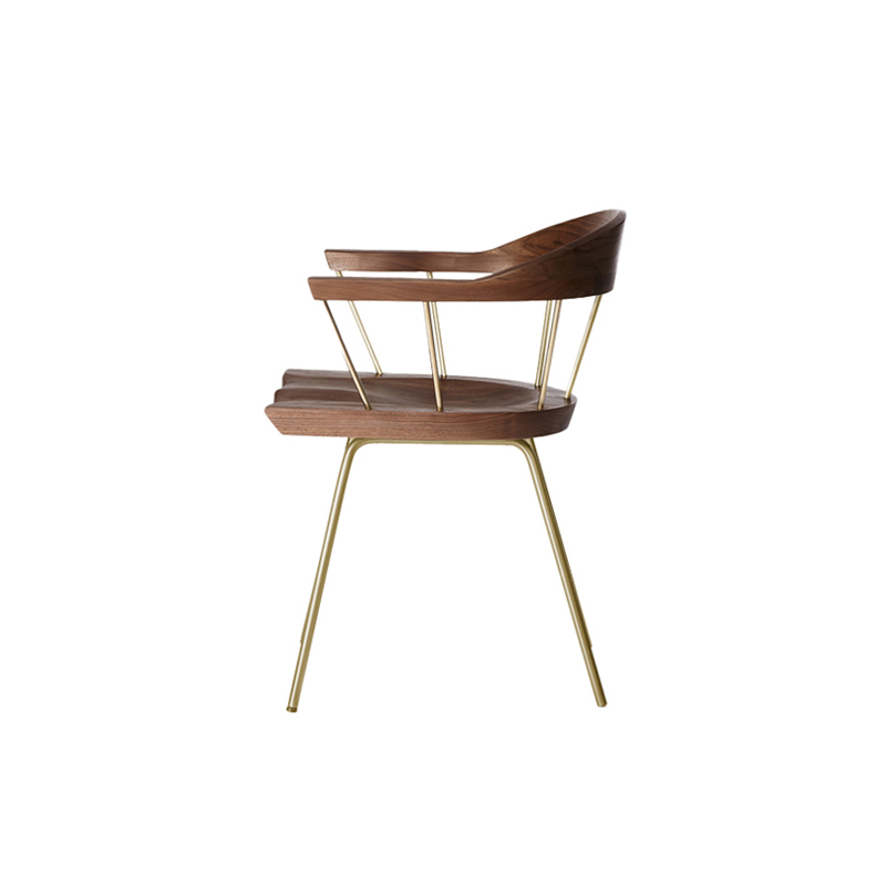 Chaise SPINDLE Noyer/ laiton satiné  BASSAMFELLOWS