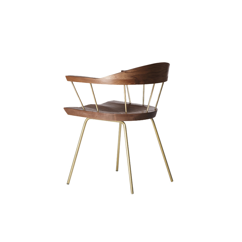 Chaise SPINDLE Noyer/ laiton satiné  BASSAMFELLOWS