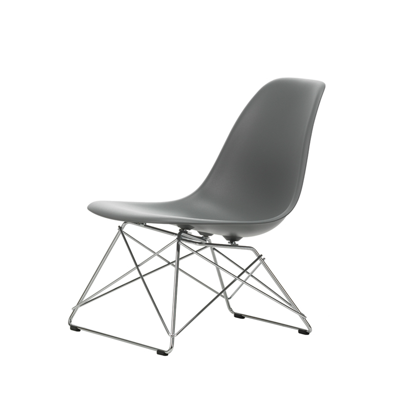 EAMES PLASTIC CHAIR LSR Granite grey RE/ high-sheen chrome