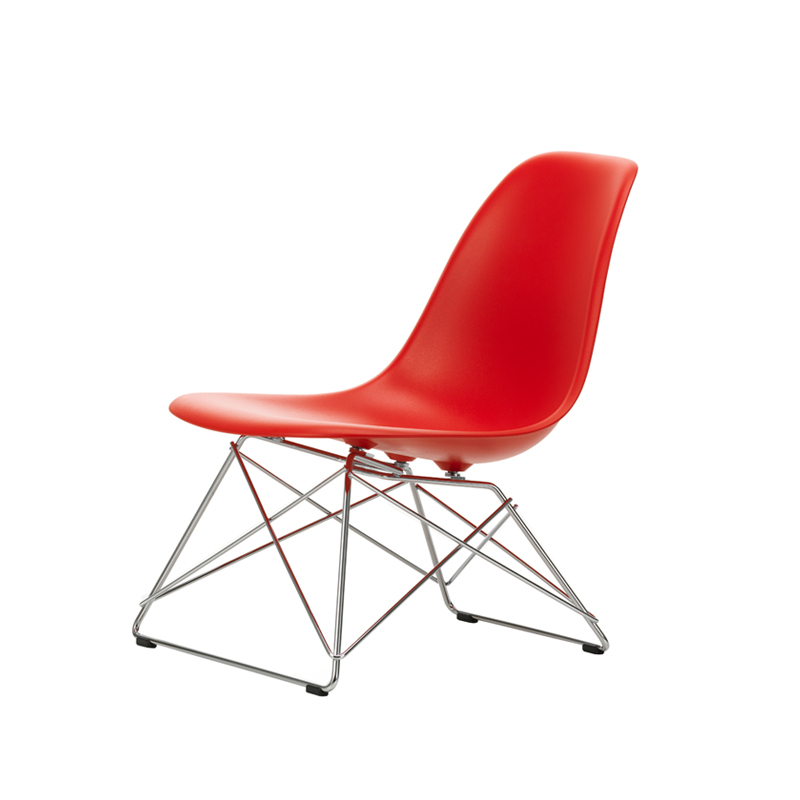 Fauteuil EAMES PLASTIC CHAIR LSR Rouge coquelicot RE/ chromé brillant VITRA