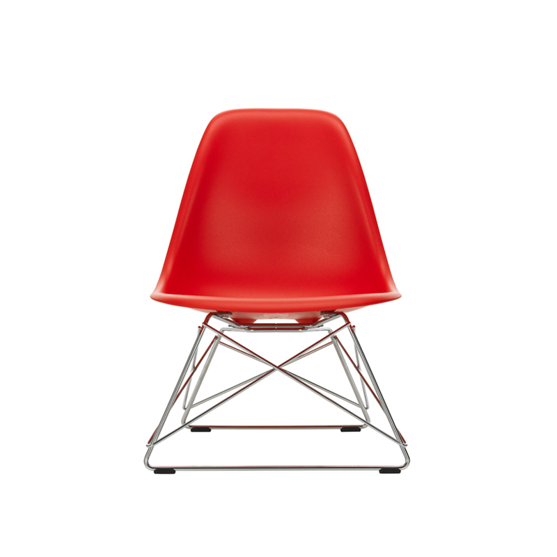 Fauteuil EAMES PLASTIC CHAIR LSR Rouge coquelicot RE/ chromé brillant VITRA