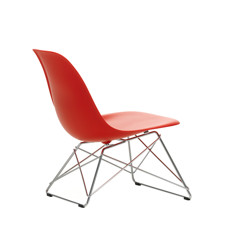 Fauteuil EAMES PLASTIC CHAIR LSR Rouge coquelicot RE/ chromé brillant VITRA