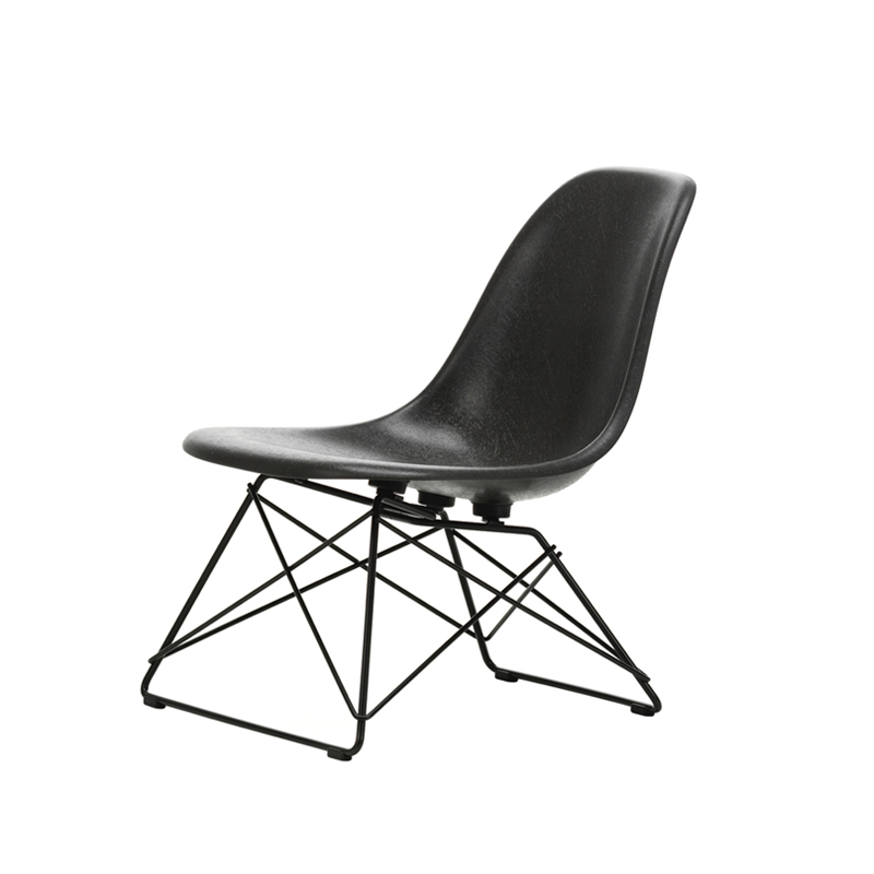 Fauteuil EAMES FIBERGLASS CHAIR LSR Gris foncé Eames/ noir finition époxy VITRA