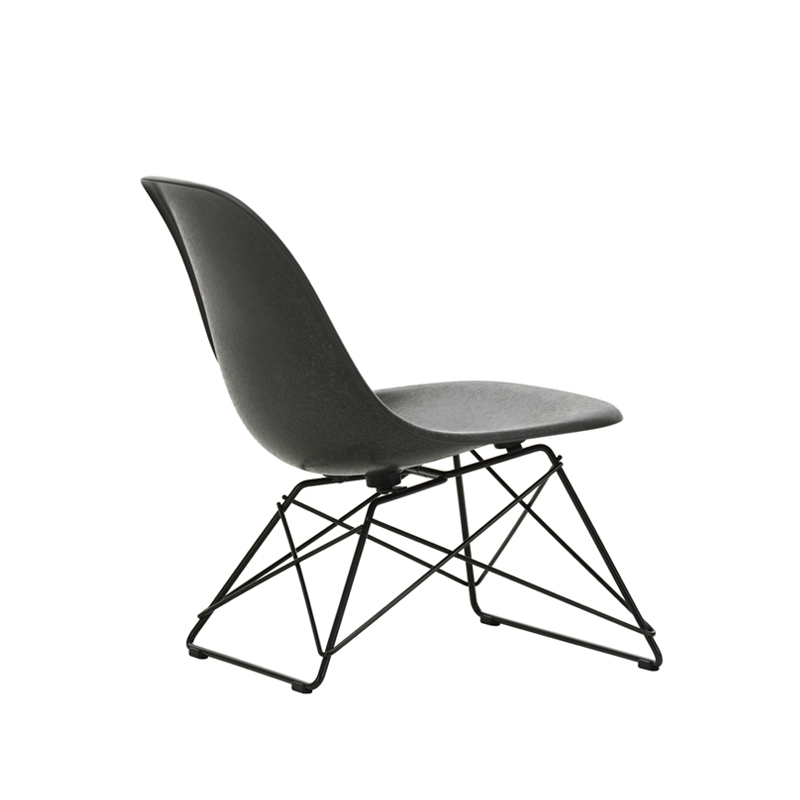 Fauteuil EAMES FIBERGLASS CHAIR LSR Gris foncé Eames/ noir finition époxy VITRA