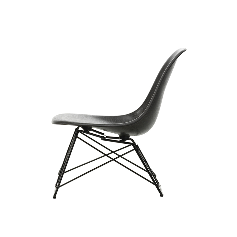 Fauteuil EAMES FIBERGLASS CHAIR LSR Gris foncé Eames/ noir finition époxy VITRA