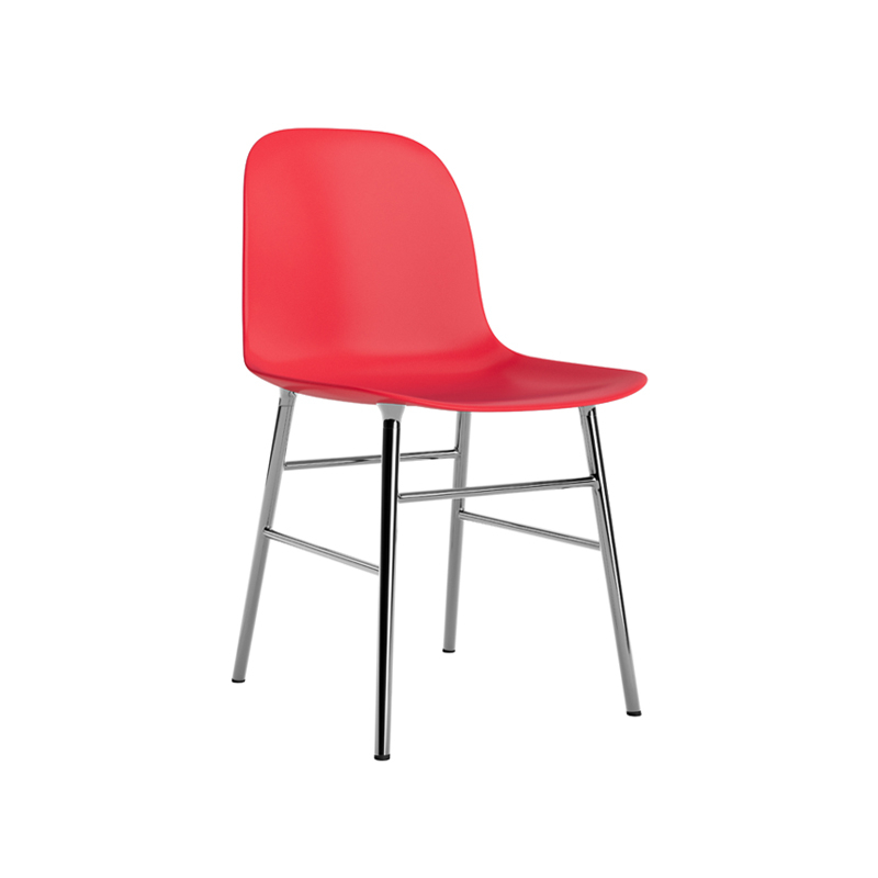 Chaise FORM CHAIR piètement chrome Rouge vif  Normann Copenhagen