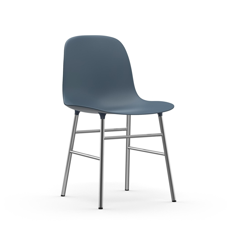 Chaise FORM CHAIR piètement chrome Bleu foncé Normann Copenhagen