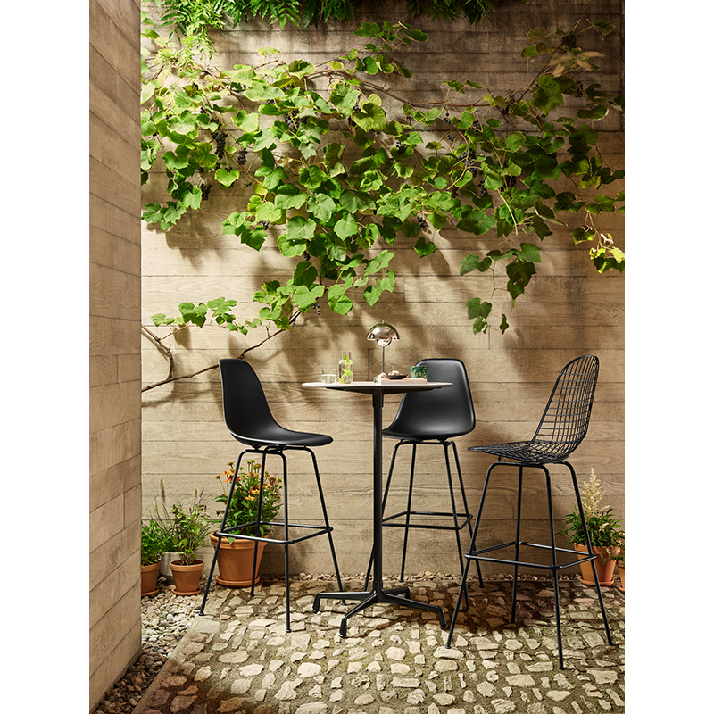 Tabouret haut EAMES PLASTIC STOOL High Blanc  coton RE VITRA