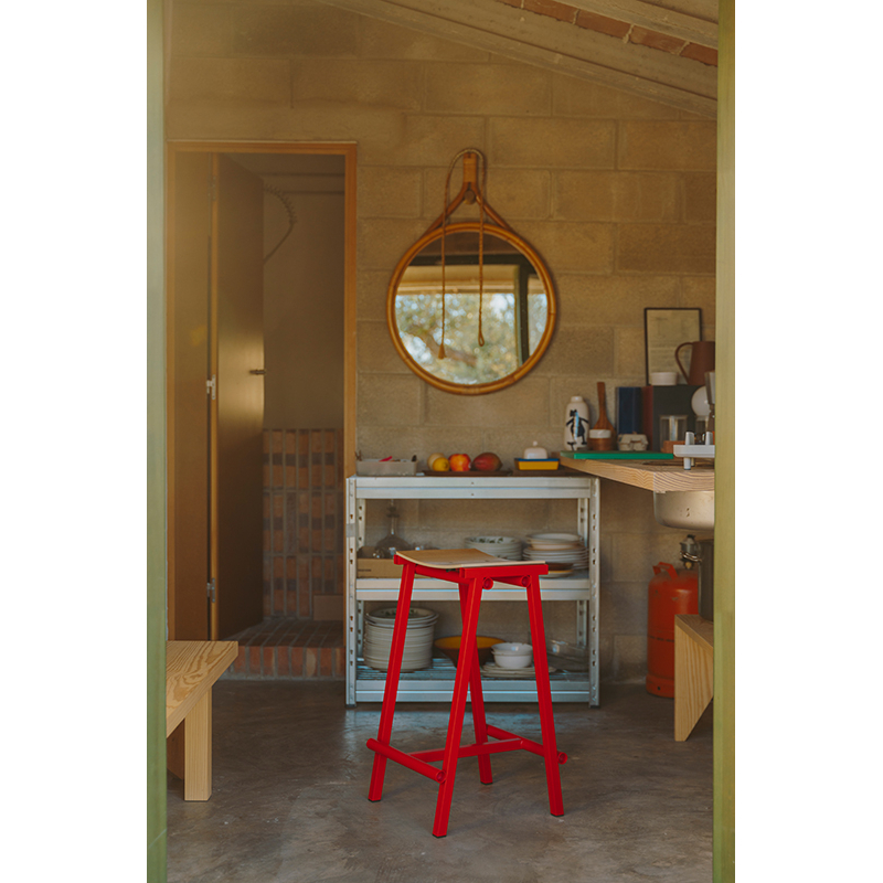 Tabouret haut TABURETE 8 H 66 Rouge vif  HAY