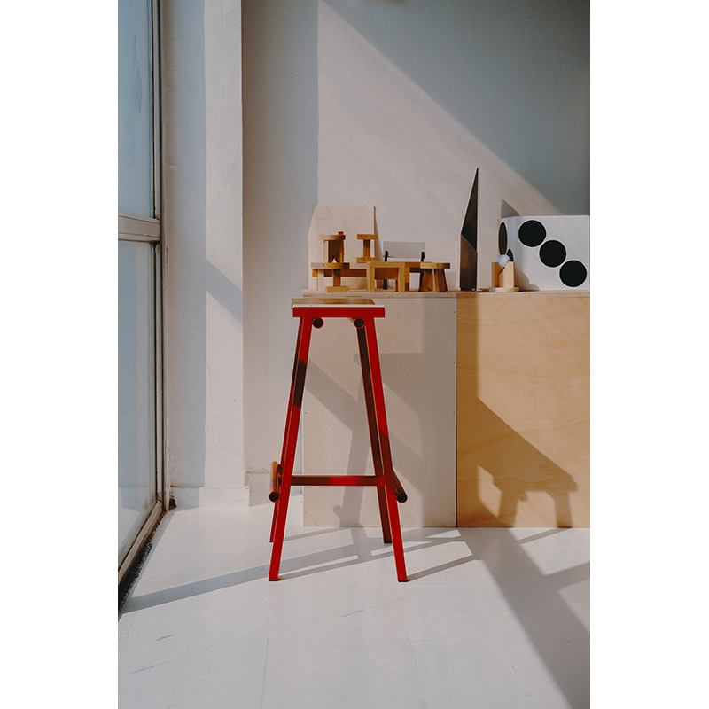 Tabouret haut TABURETE 8 H 66 Rouge vif  HAY