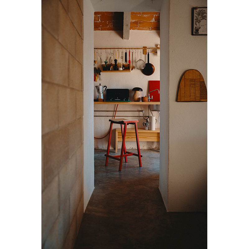 Tabouret haut TABURETE 8 H 66 Rouge vif  HAY