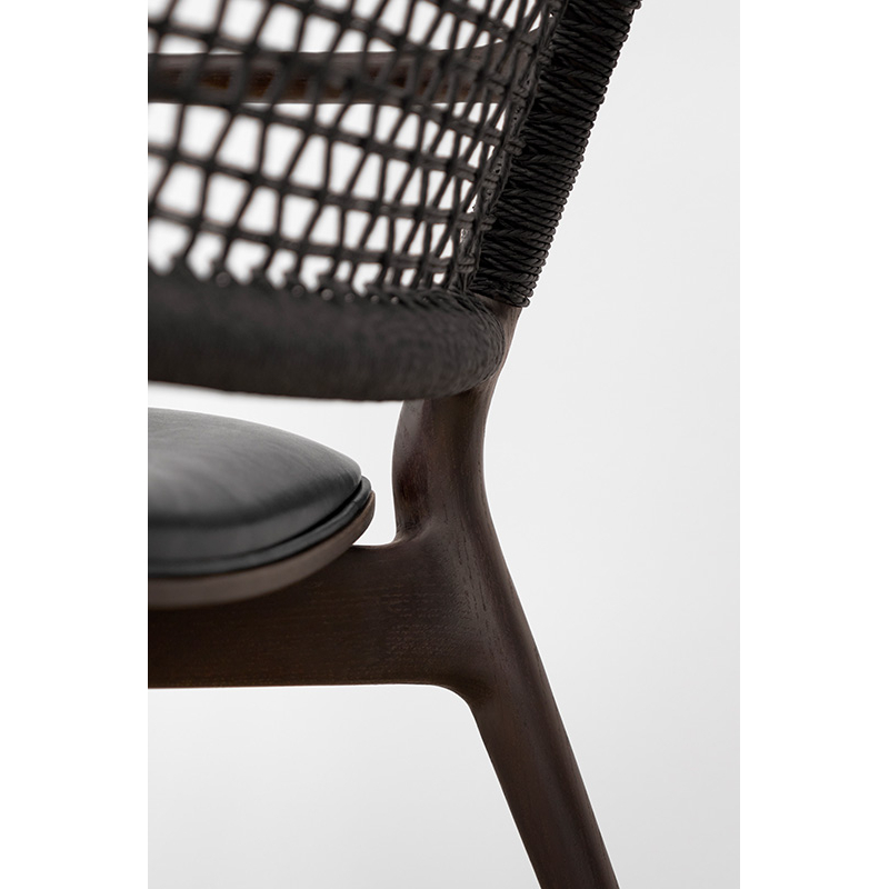 Fauteuil CABIN Cuir noir/ chêne foncé VIPP