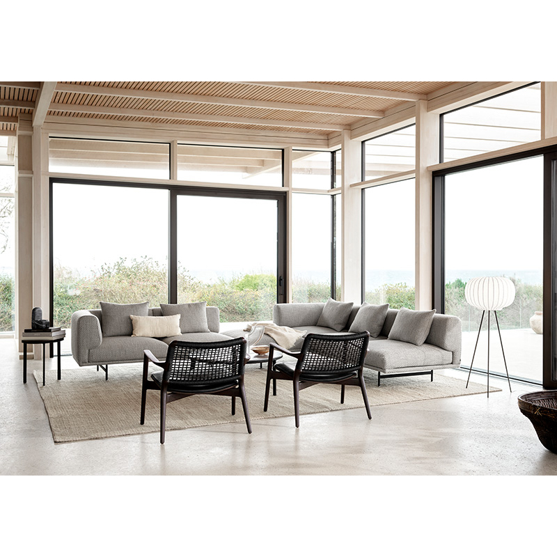 Fauteuil CABIN Cuir noir/ chêne foncé VIPP