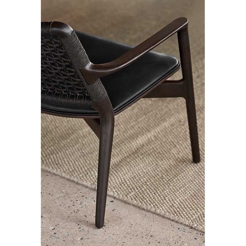 Fauteuil CABIN Cuir noir/ chêne foncé VIPP