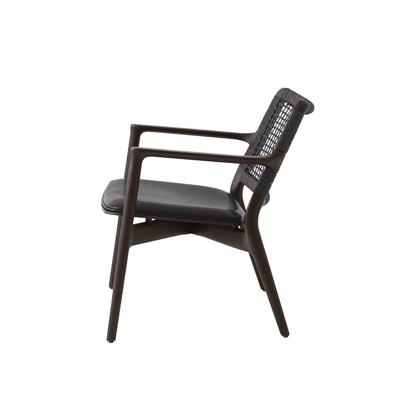 Fauteuil CABIN Cuir noir/ chêne foncé VIPP
