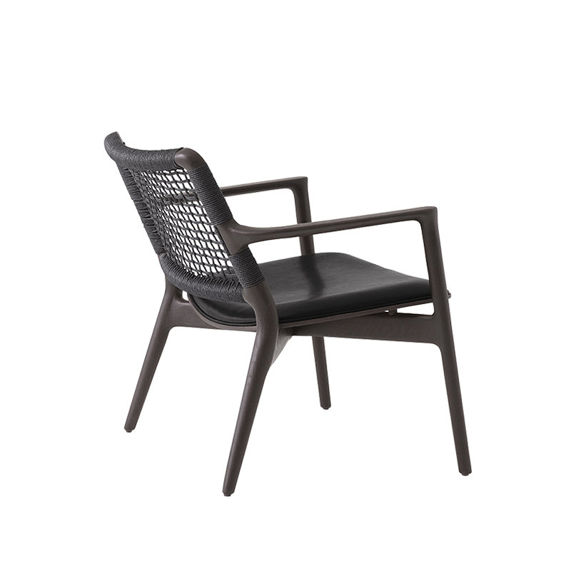 Fauteuil CABIN Cuir noir/ chêne foncé VIPP