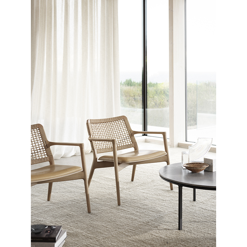 Fauteuil CABIN Cuir sable/ chêne clair VIPP