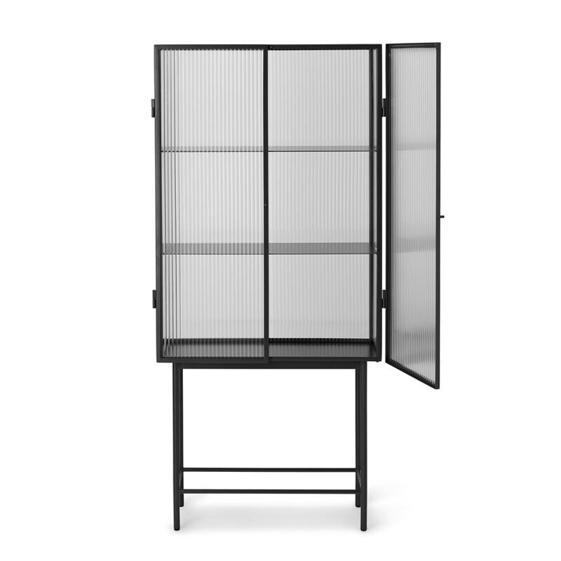 Meuble de rangement Vitrine HAZE verre cannelé Noir FERM LIVING