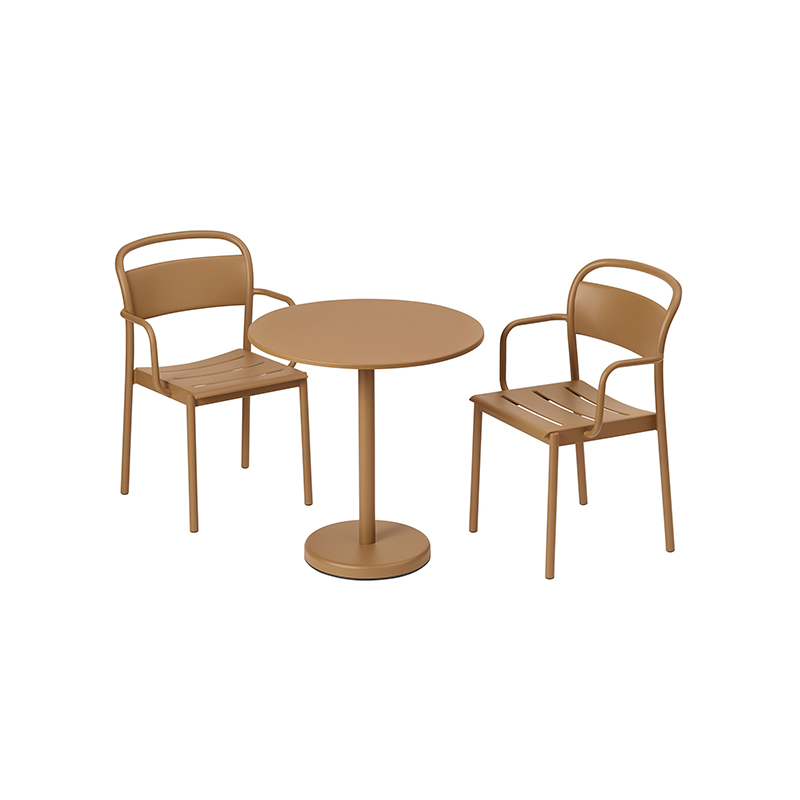 Table extérieur LINEAR STEEL CAFE Ø 70 Orange brulé MUUTO