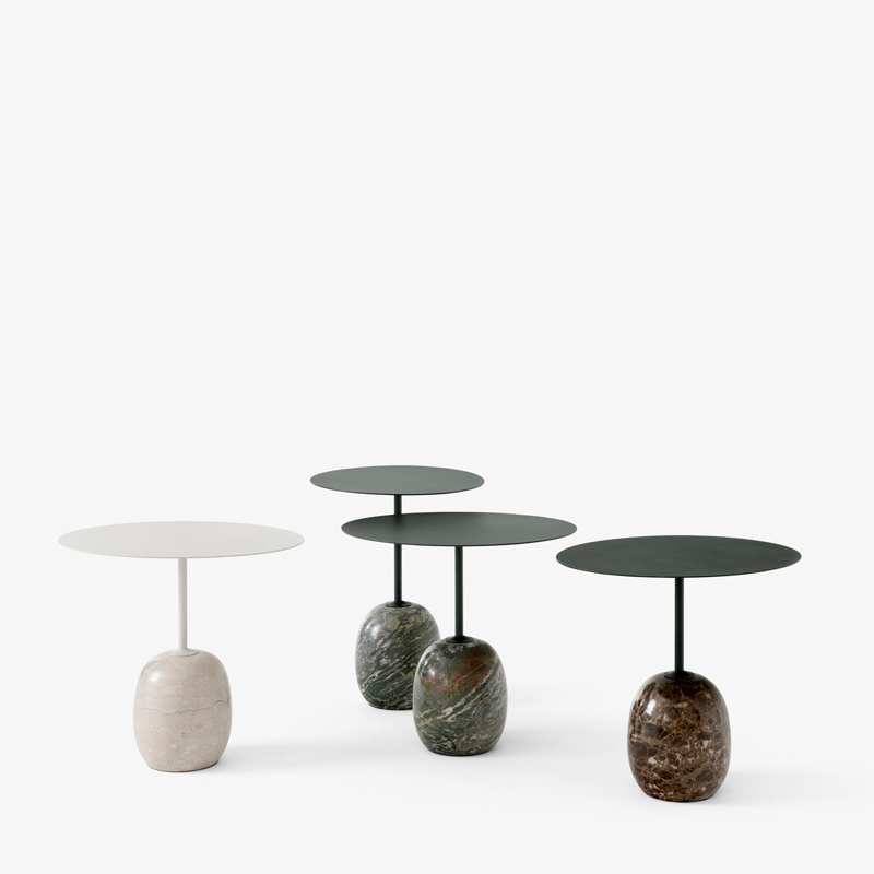 Table d'appoint guéridon LATO LN8 Vert foncé & marbre Verde Alpi AND TRADITION
