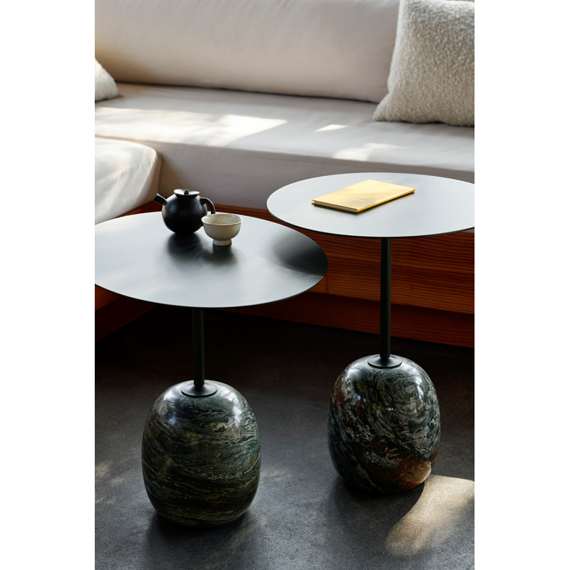 Table d'appoint guéridon LATO LN8 Vert foncé & marbre Verde Alpi AND TRADITION