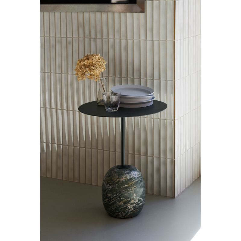 Table d'appoint guéridon LATO LN8 Vert foncé & marbre Verde Alpi AND TRADITION