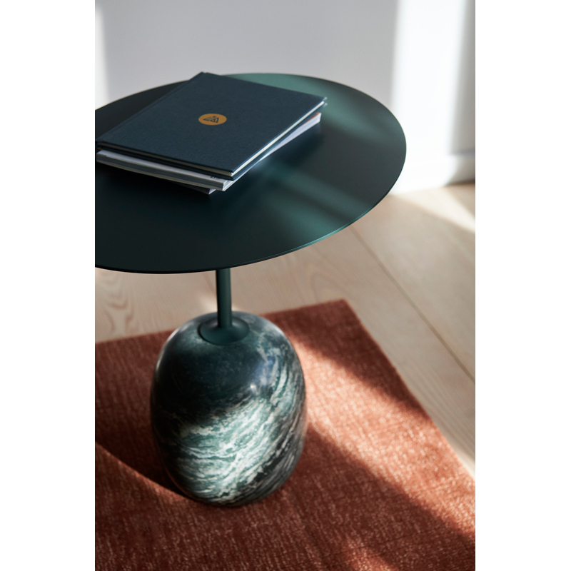 Table d'appoint guéridon LATO LN8 Vert foncé & marbre Verde Alpi AND TRADITION