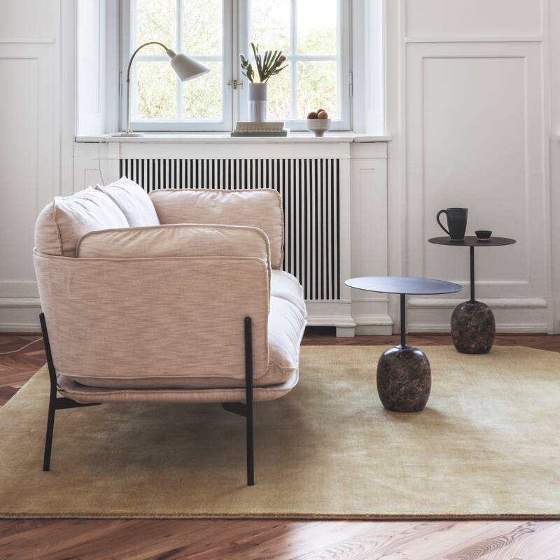 Table d'appoint guéridon LATO LN8 Noir & marbre Emperador marron AND TRADITION