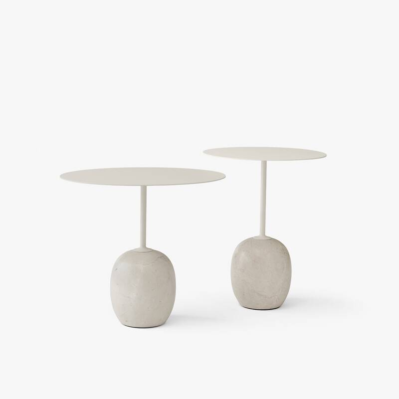Table d'appoint guéridon LATO LN8 Blanc & marbre Diva crème AND TRADITION