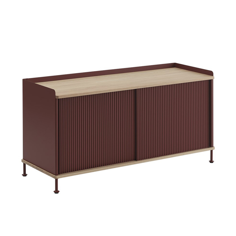 ENFOLD Buffet L 124 Chêne/ rouge foncé