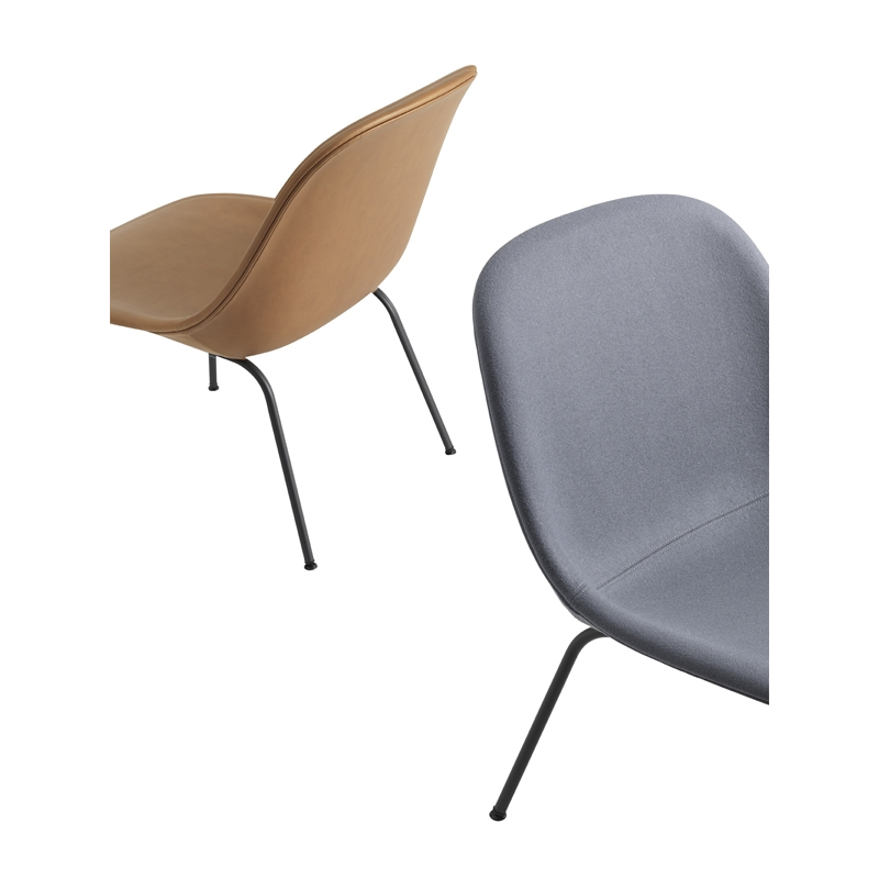 Fauteuil FIBER LOUNGE Coque tissu/ pieds acier Gris bleu 154/ noir MUUTO