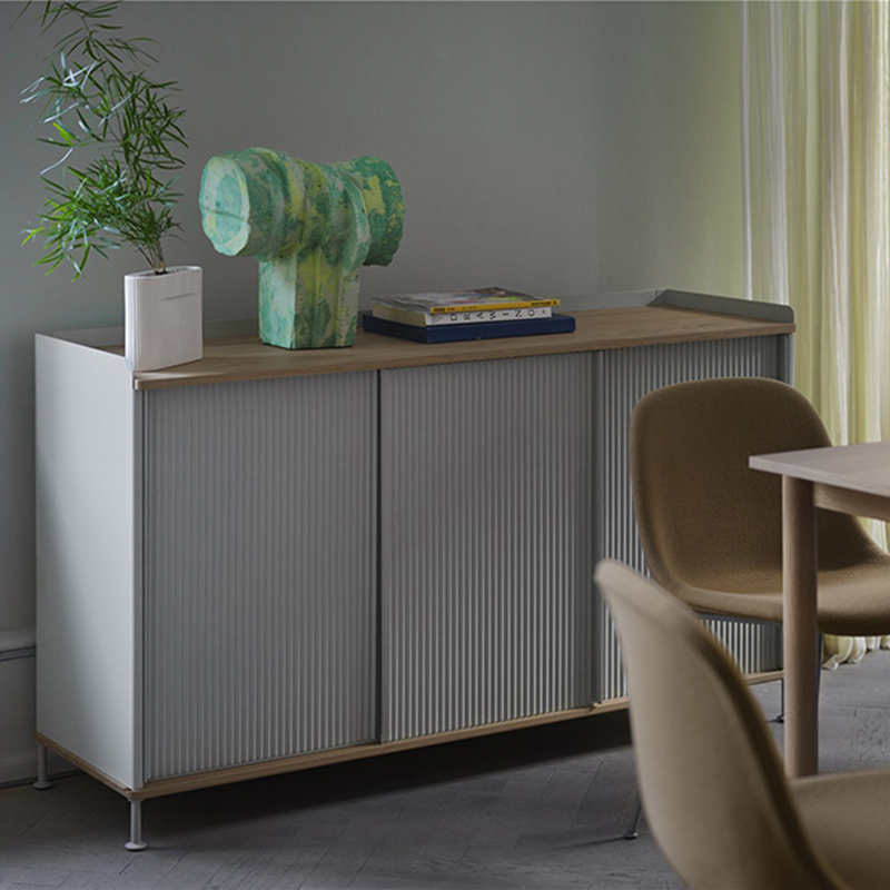 Meuble de rangement ENFOLD Buffet L 148 Chêne/ vert cendré MUUTO