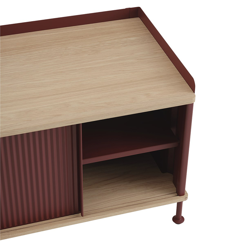 Meuble de rangement ENFOLD Buffet L 186 Chêne/ rouge foncé MUUTO